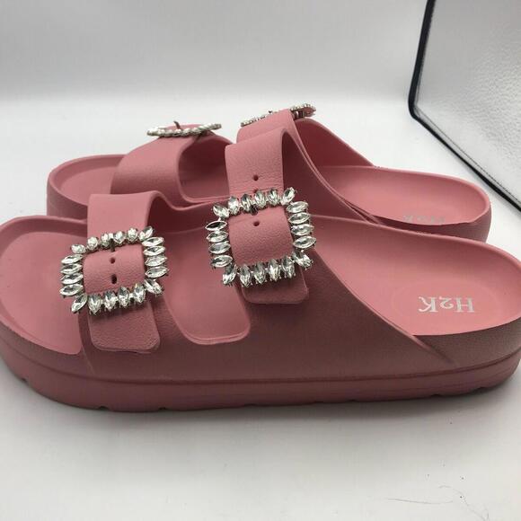 H2K Sandals Women's Molded Double Strap Solid Color Sandals Size 43=11 - Picture 3 of 9